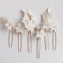 Load image into Gallery viewer, Bridal Hair Slides | White Lily 6-piece
