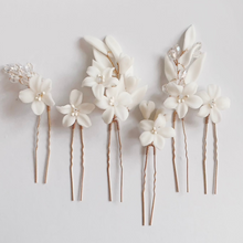 Load image into Gallery viewer, Bridal Hair Slides | White Lily 6-piece