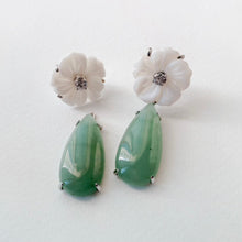 Load image into Gallery viewer, SALE Belinda Petite Dainty Green Aventurine Drop in white gold-plated silver