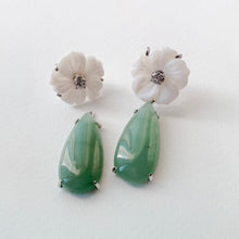 Load image into Gallery viewer, SALE Belinda Petite Dainty Green Aventurine Drop in white gold-plated silver
