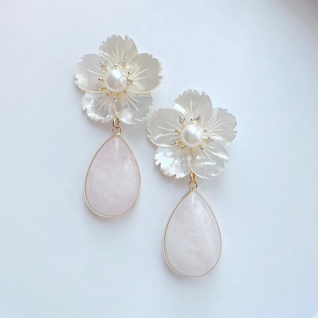 Belinda Drop - Rose Quartz